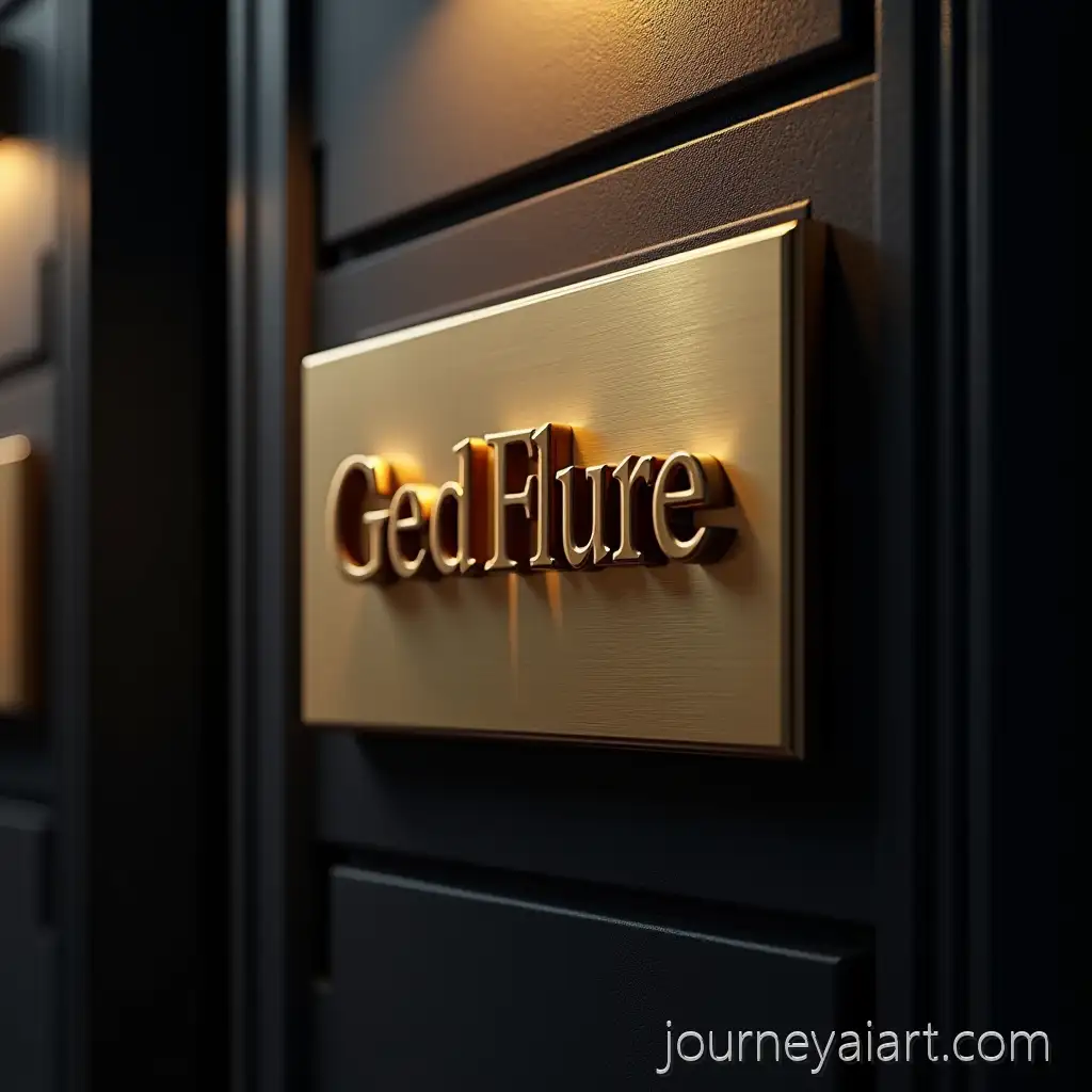 UltraRealistic-3D-Render-of-Luxury-Gold-WallMounted-Logo-Signage-on-Modern-Black-Architectural-Panel
