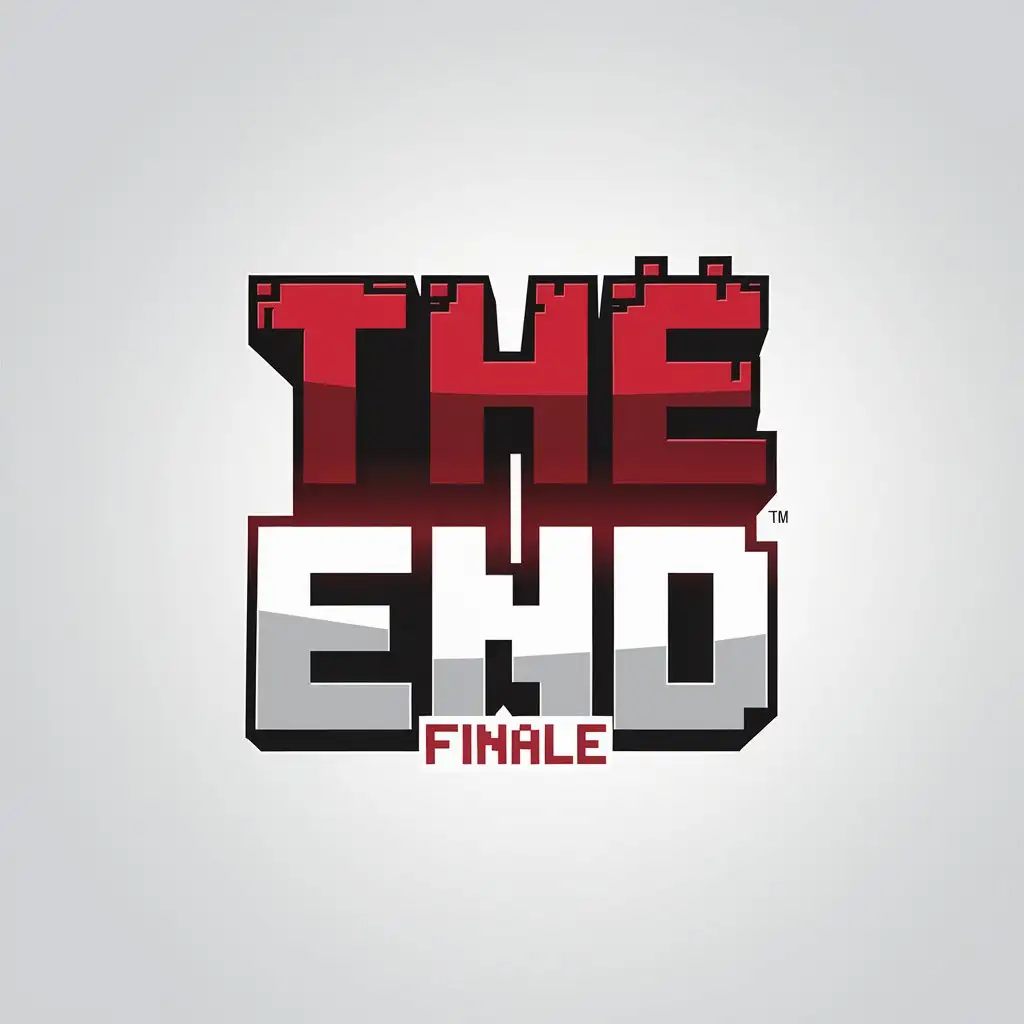 LOGO Design for The End Finale Minecraft Block with Red and White Theme for Entertainment Industry