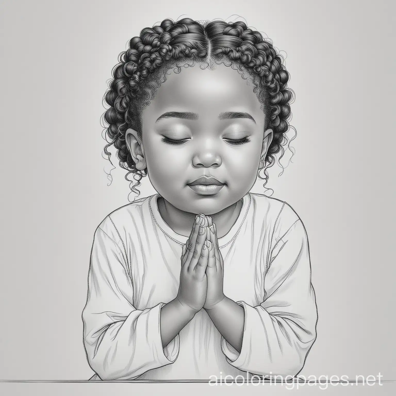 Young-Black-Girl-in-Prayer-Simple-Coloring-Page-Design