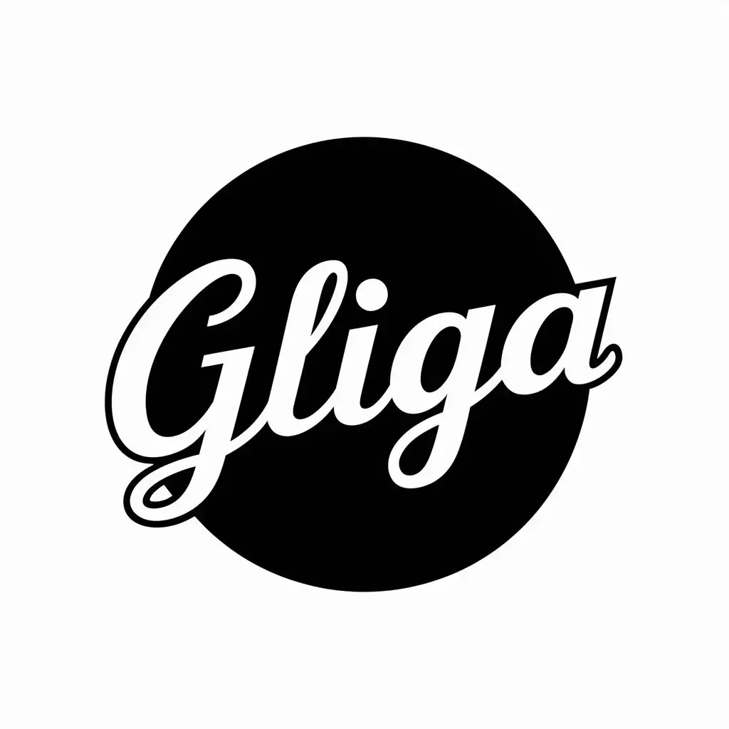 LOGO Design For GliGA Black Circle with Elegant Cursive Text for Construction Industry