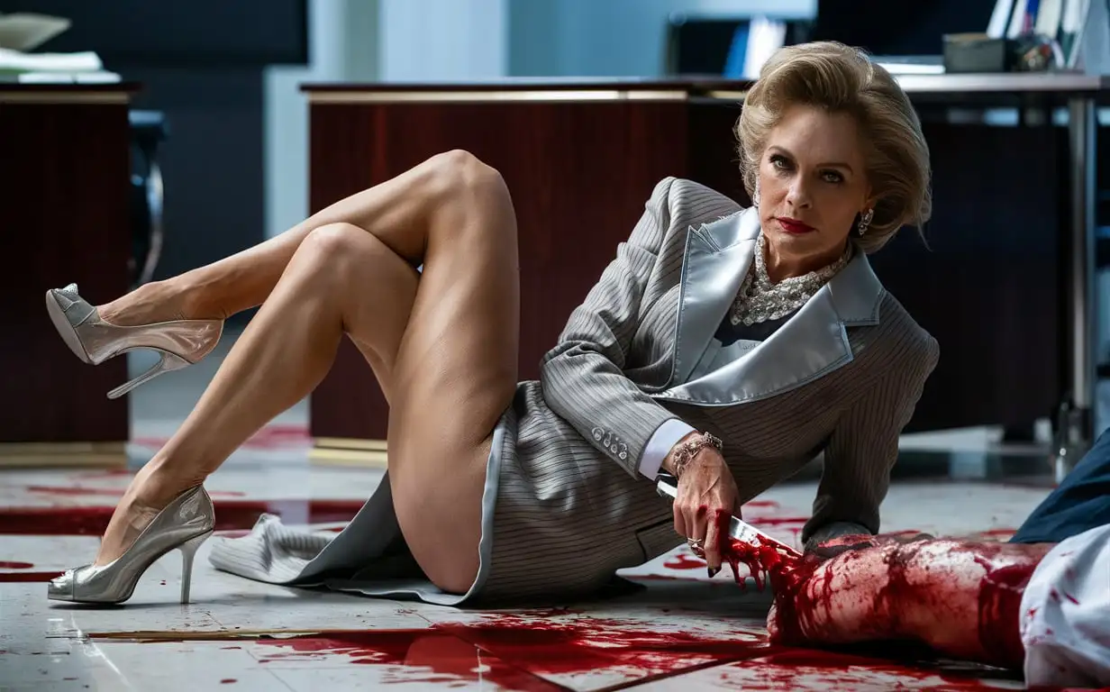 Seductive-Woman-in-Office-Holding-Knife-Scene