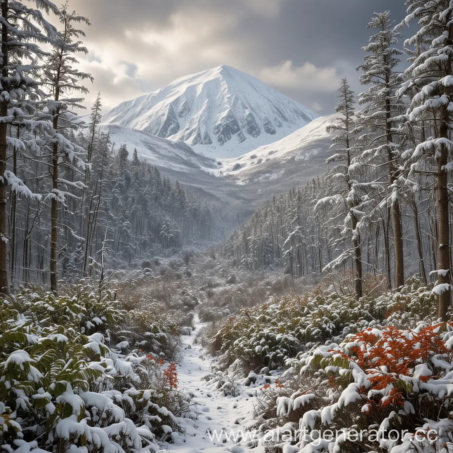 Snowy-Mountain-with-Taiga-Forest-and-Jungle-Landscape