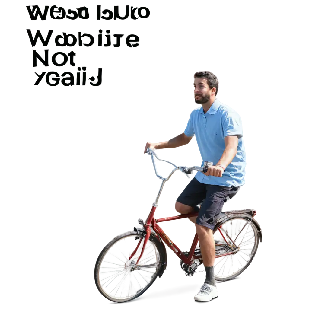 text Website Not Available with man on bicycle in background