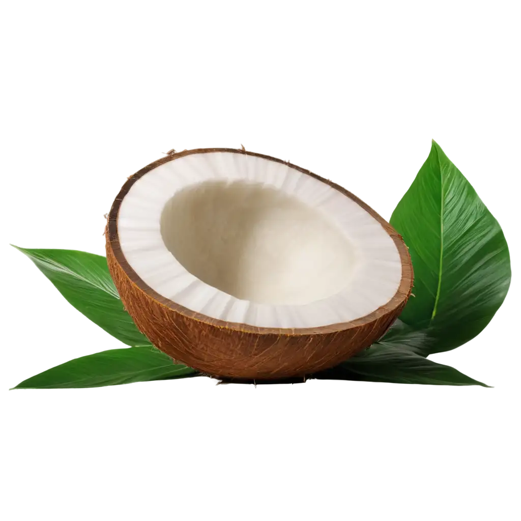 HighQuality-PNG-Image-of-Half-Coconut-on-Light-Surface-with-Tropical-Vibe