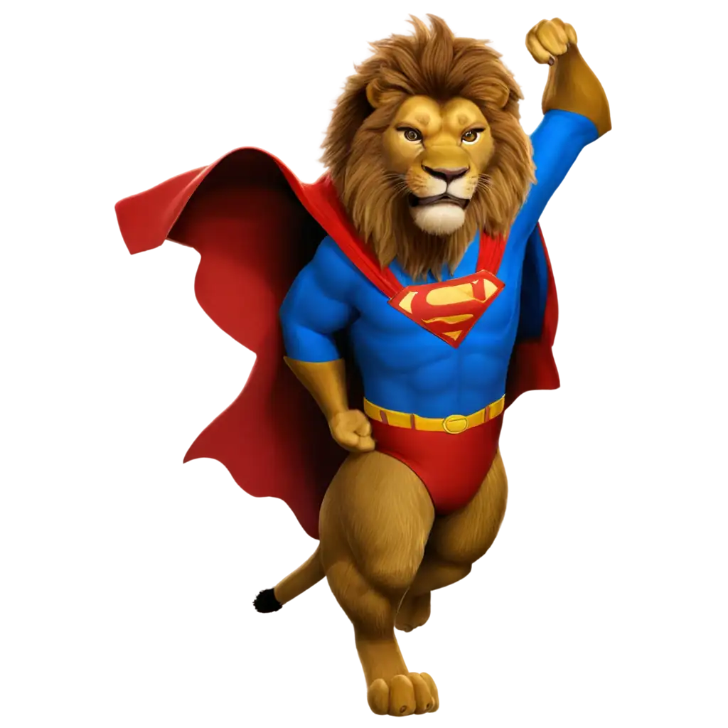 Flying-Lion-King-PNG-Wearing-Superman-Suit-HighQuality-Versatile-Image-for-Various-Uses