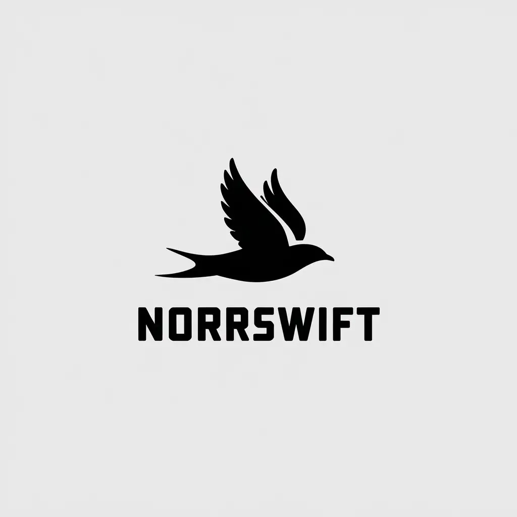 LOGO Design for NorrSwift Flying Swift Bird in Minimalistic Style with Clear Background