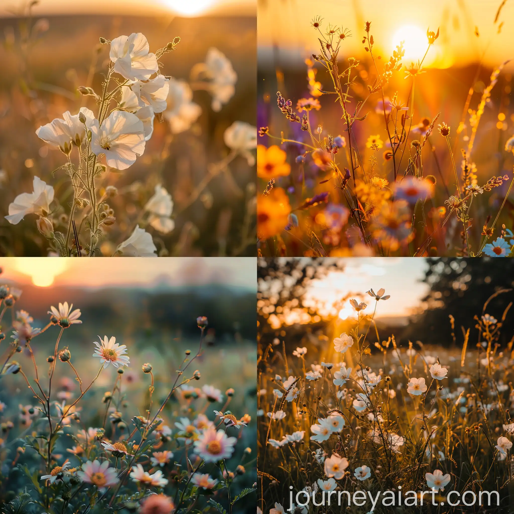 Sunset-Field-of-Dancing-Flowers-in-Gentle-Wind
