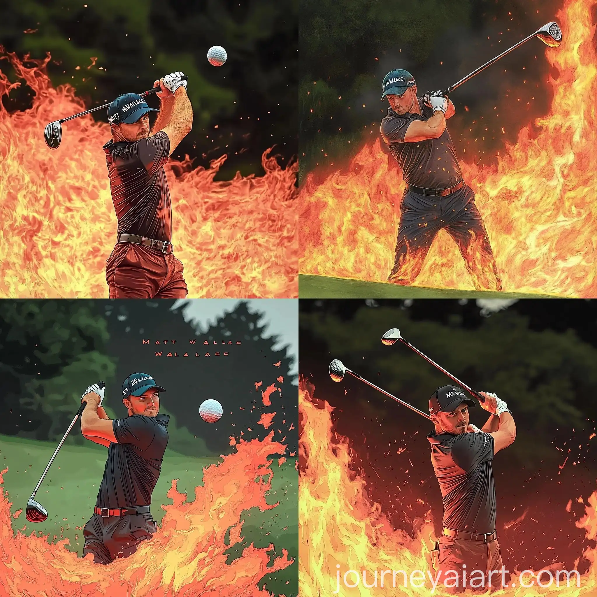 Fiery-Golfer-Matt-Wallace-Plays-Hell-on-Golf-Course-with-Burning-Club-and-Flaming-Ball