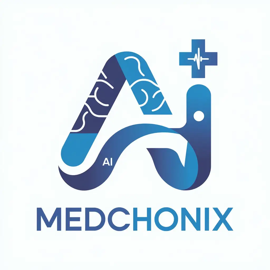 LOGO Design for MedChonix Blue AI Medical Theme with Disease Progression Prediction Symbolism