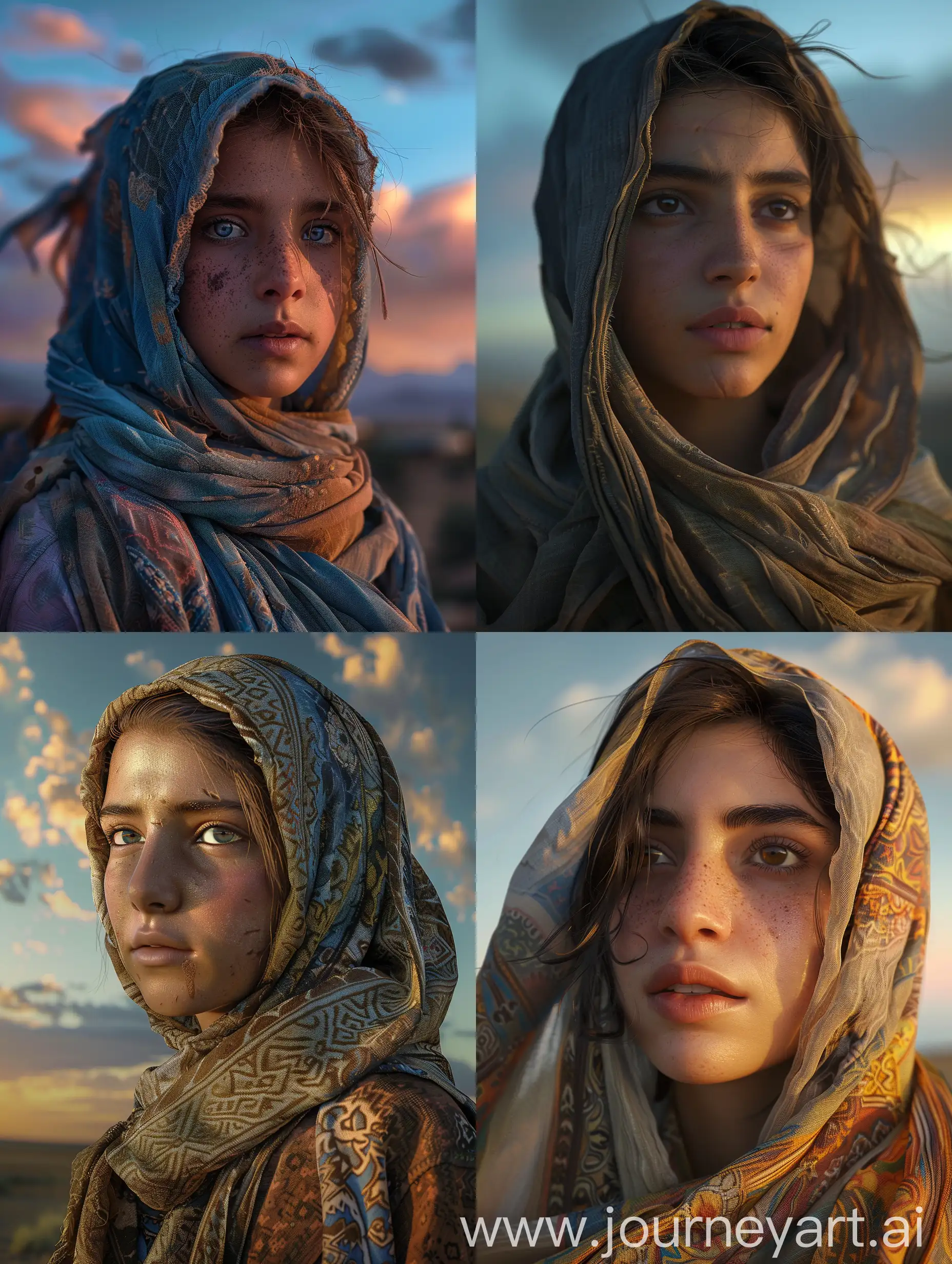 Kurdish-Girl-in-Traditional-Attire-at-Dusk