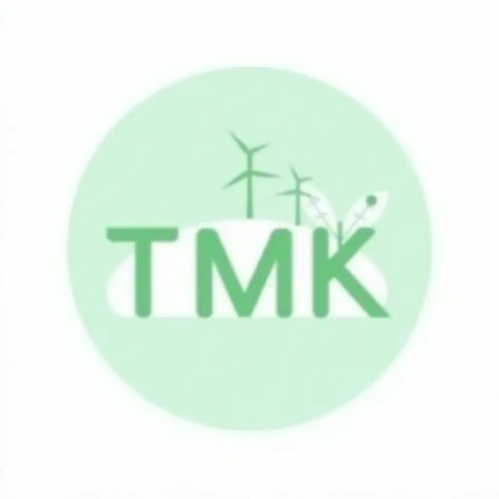 Generate a brand logo for an EV and renewable energy company TMK: Consider using green and blue to represent sustainability and clean energy. You could also incorporate yellow or orange to symbolize energy and innovation. Use a modern, sans-serif font for the letters 'TMK', stylizing them to be unique. For the iconography, consider an electric vehicle symbol, renewable energy symbols like a leaf, sun, or wind turbine, or a combination of these elements. The shape and layout could be circular or shield-shaped to convey protection and sustainability, or a more dynamic shape for innovation.