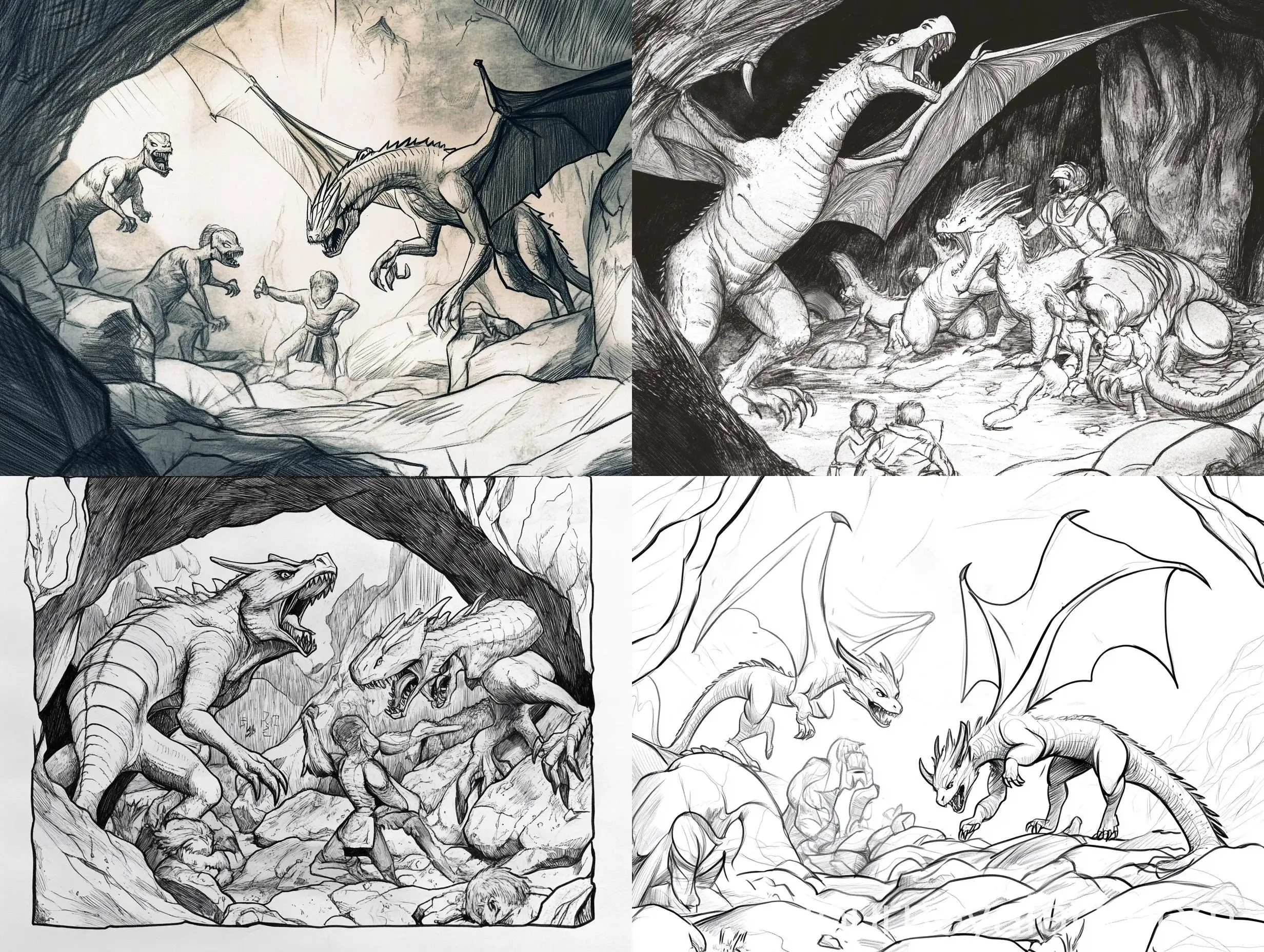 Menacing-Draconic-Creatures-Attack-in-Cave