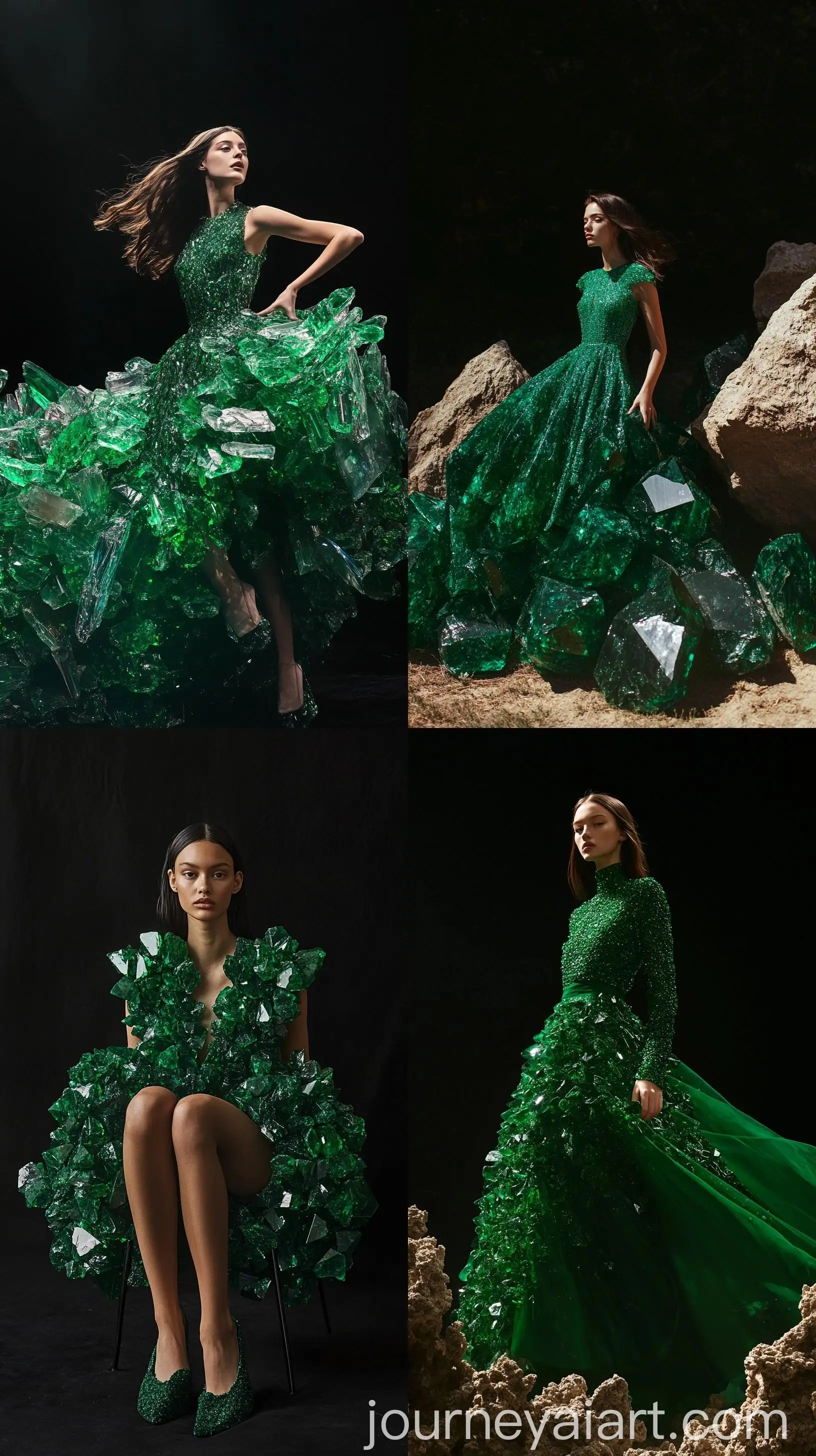Elegant-18YearOld-Model-in-Emerald-Balenciaga-Dress-on-Black-Background