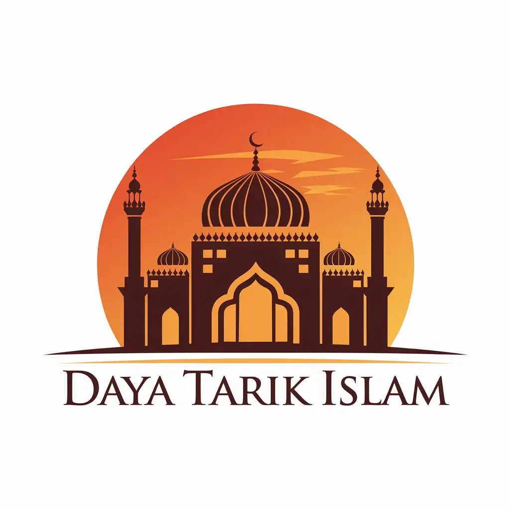 Elegant Mosque Logo at Sunset Symbolizing Peace