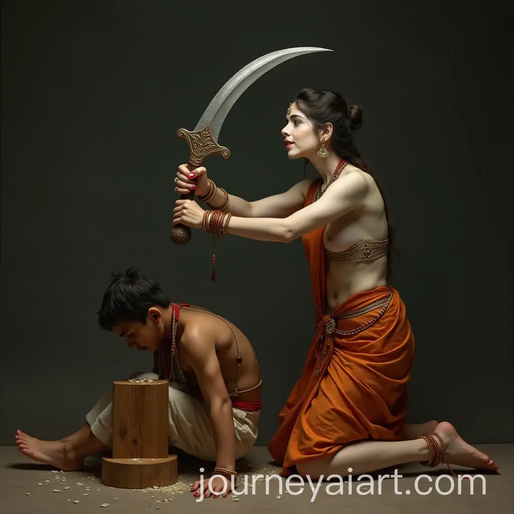 Dramatic-Scene-of-Indian-Queen-Preparing-Sacrifice-with-Curved-Sword