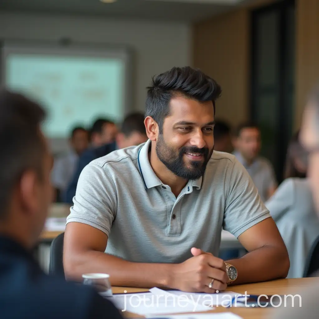 Indian-Man-in-Polo-TShirt-Leading-Office-Meeting