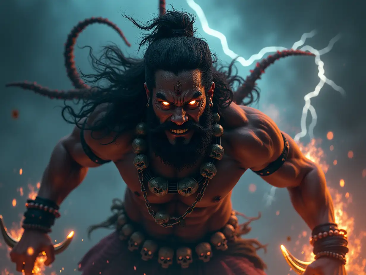 Powerful-and-Fierce-Bhairav-in-Stormy-Night-with-Divine-Energy