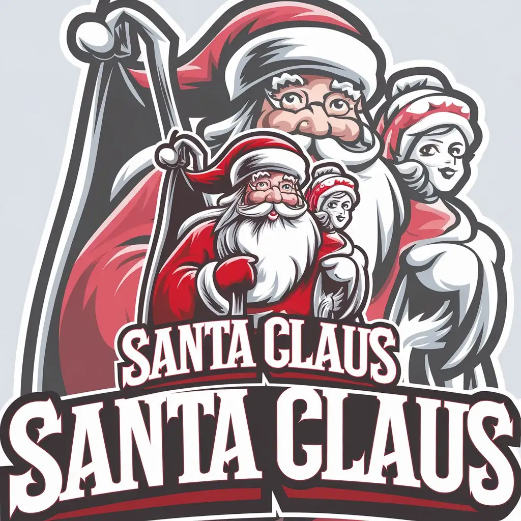 LOGO Design for Santa Claus Vector Design Featuring Santa Claus with Staff and Snow Maiden on Clear Background