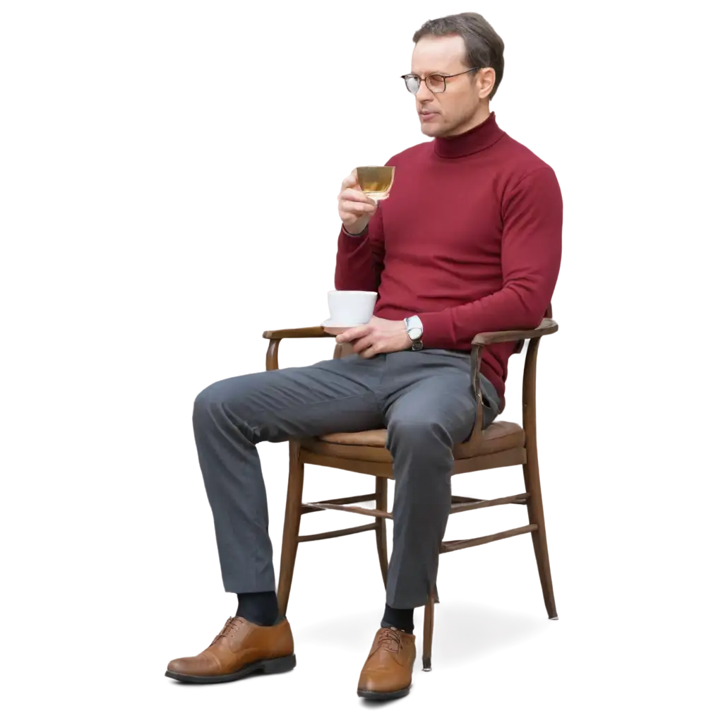 Man-Sitting-in-a-Chair-with-a-Glass-of-Tea-PNG-Image-for-Versatile-Use