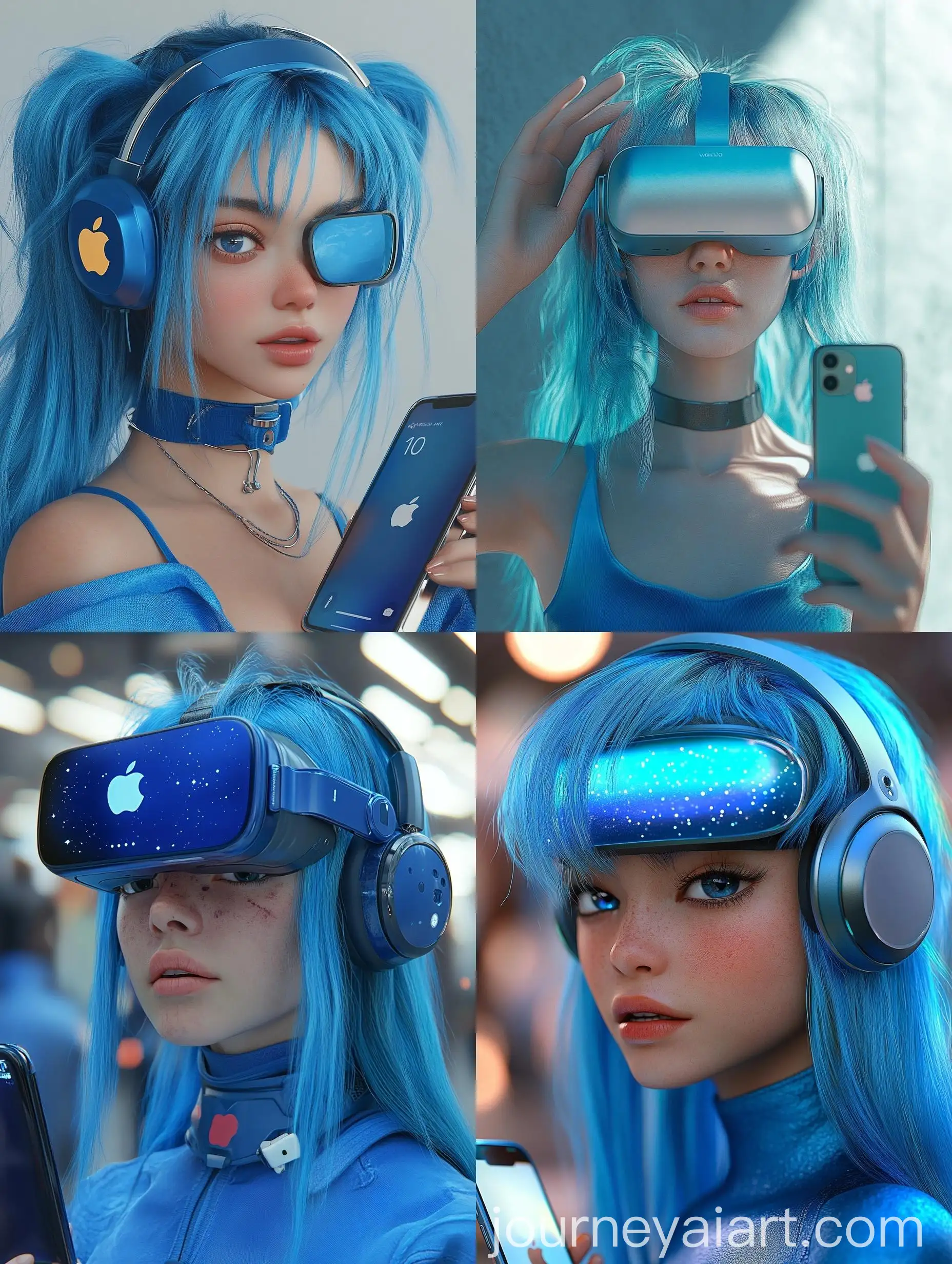 Girl-with-Blue-Hair-and-Apple-Vision-Pro-Headset-Holding-iPhone-15-Pro-Max