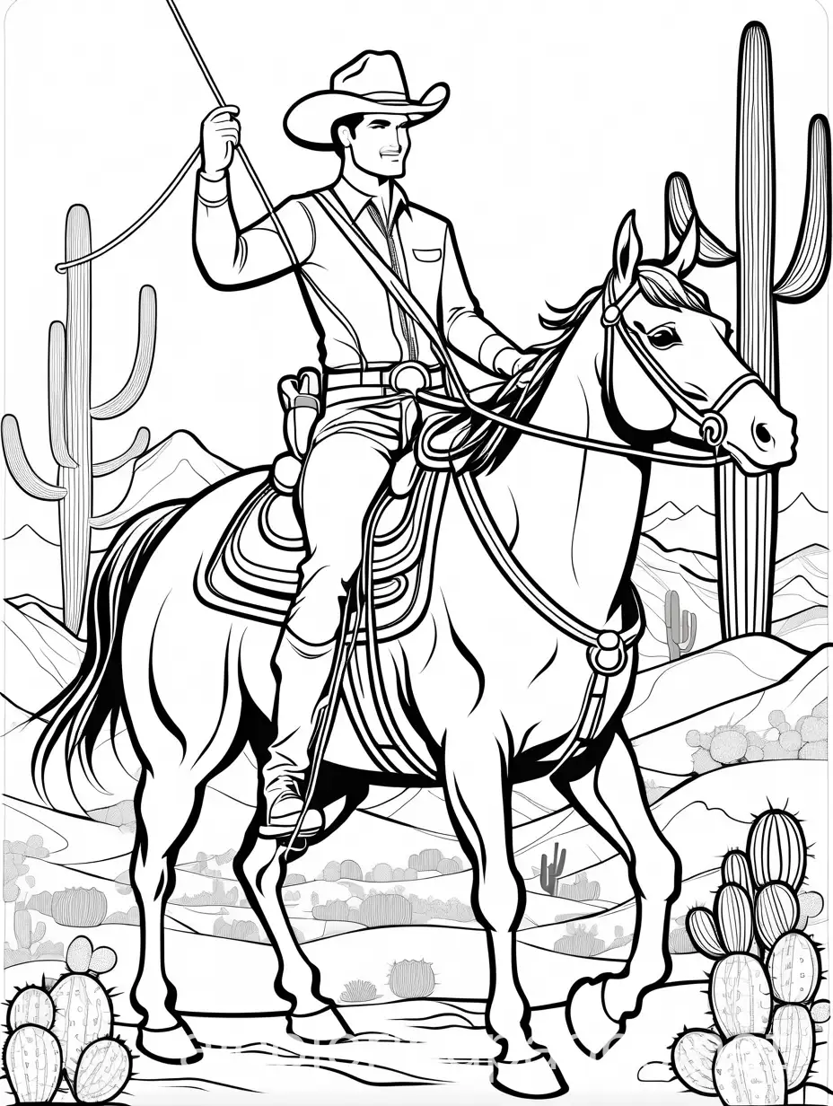 Cactus-Cowboy-Wrangling-Tumbleweeds-Coloring-Page