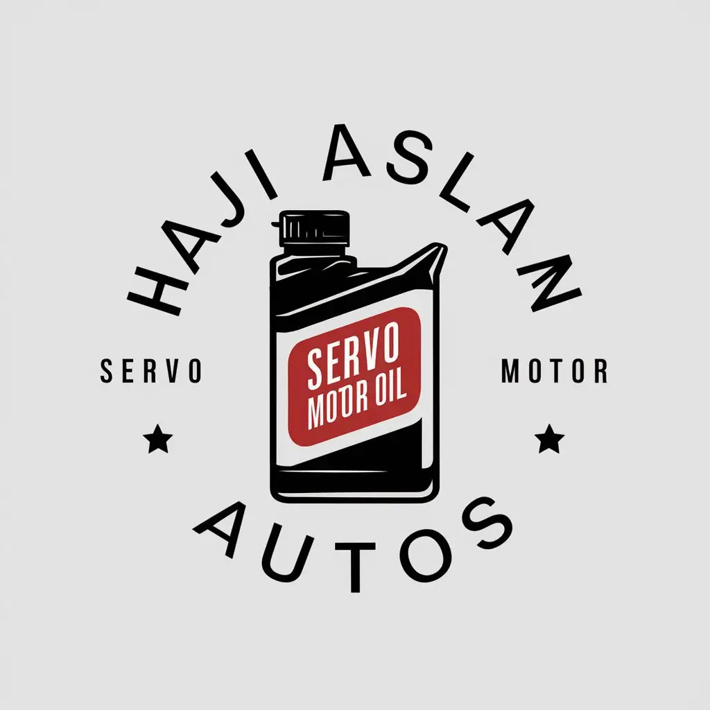 LOGO Design For Haji Aslam Autos Mobil Oil Can with SERVO Motor Oil Theme