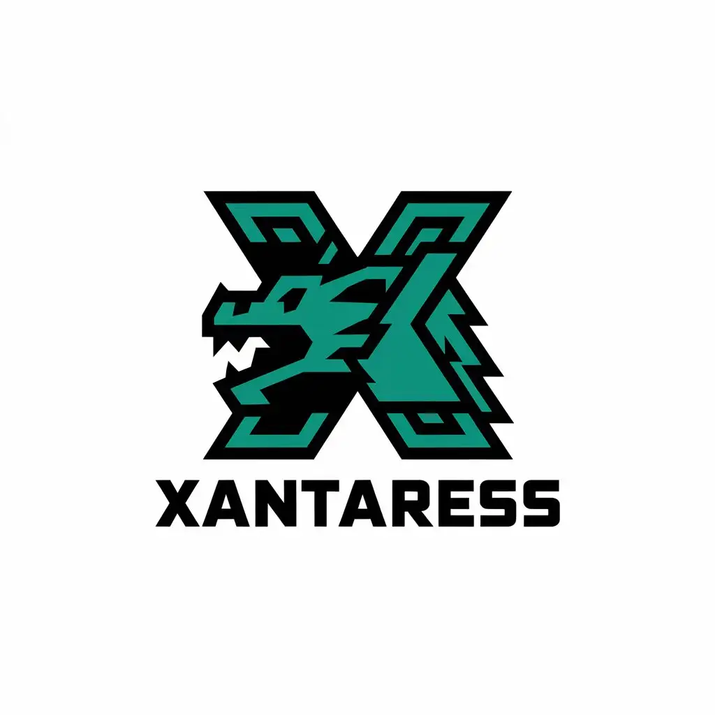 a vector logo design,with the text "Xantaress", main symbol:Letter X, in it a dragon (Like the logo for example of eternal fire),complex,be used in Sports Fitness industry,clear background