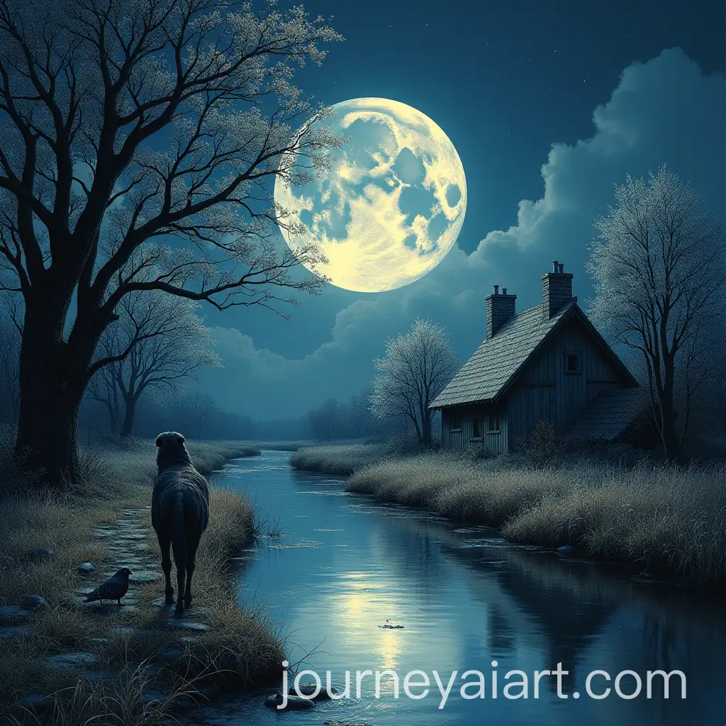Moonlit-Night-with-Silver-Creatures-and-Tranquil-Landscape