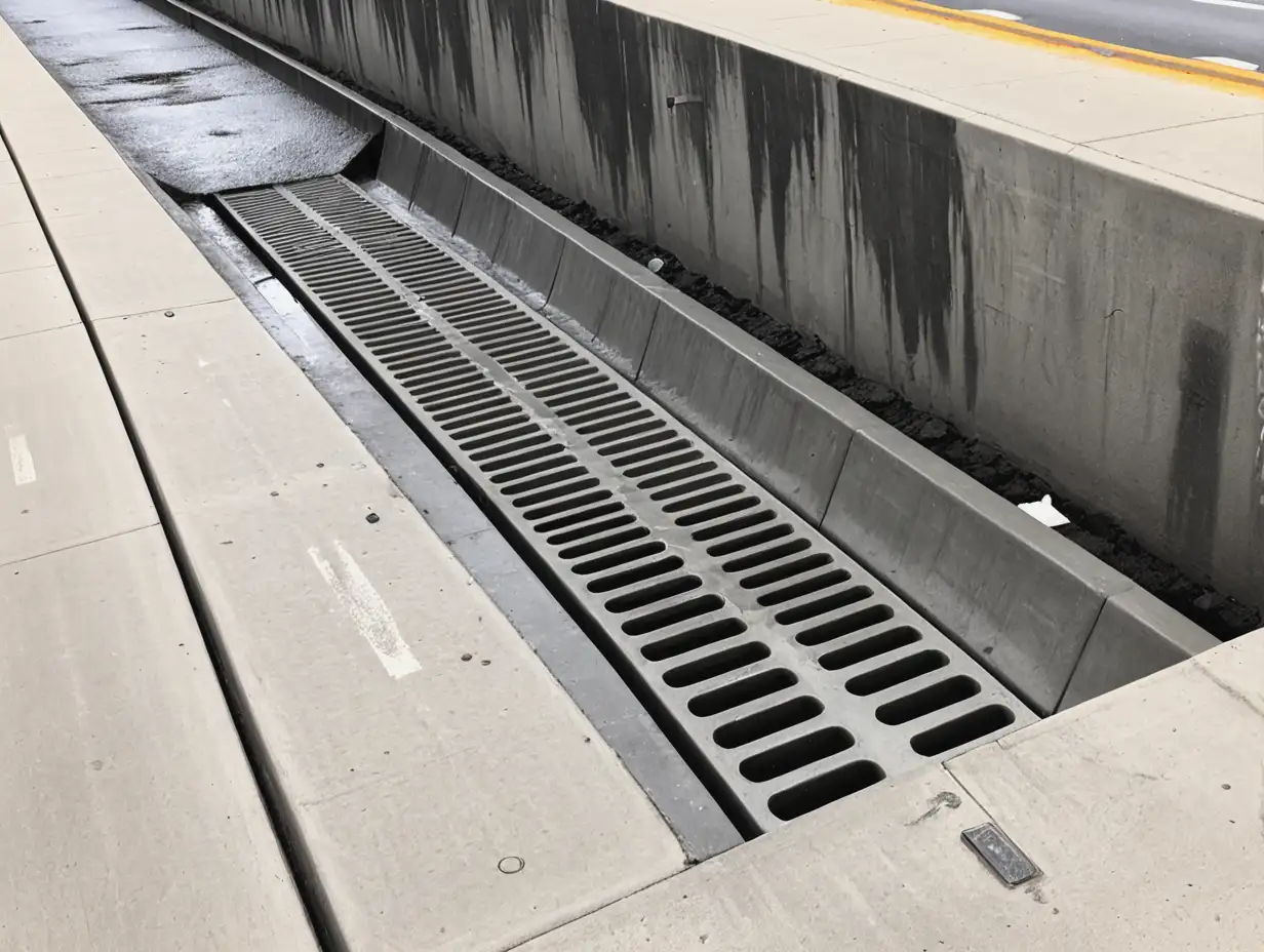 Urban Storm Drain Infrastructure in Grey Concrete