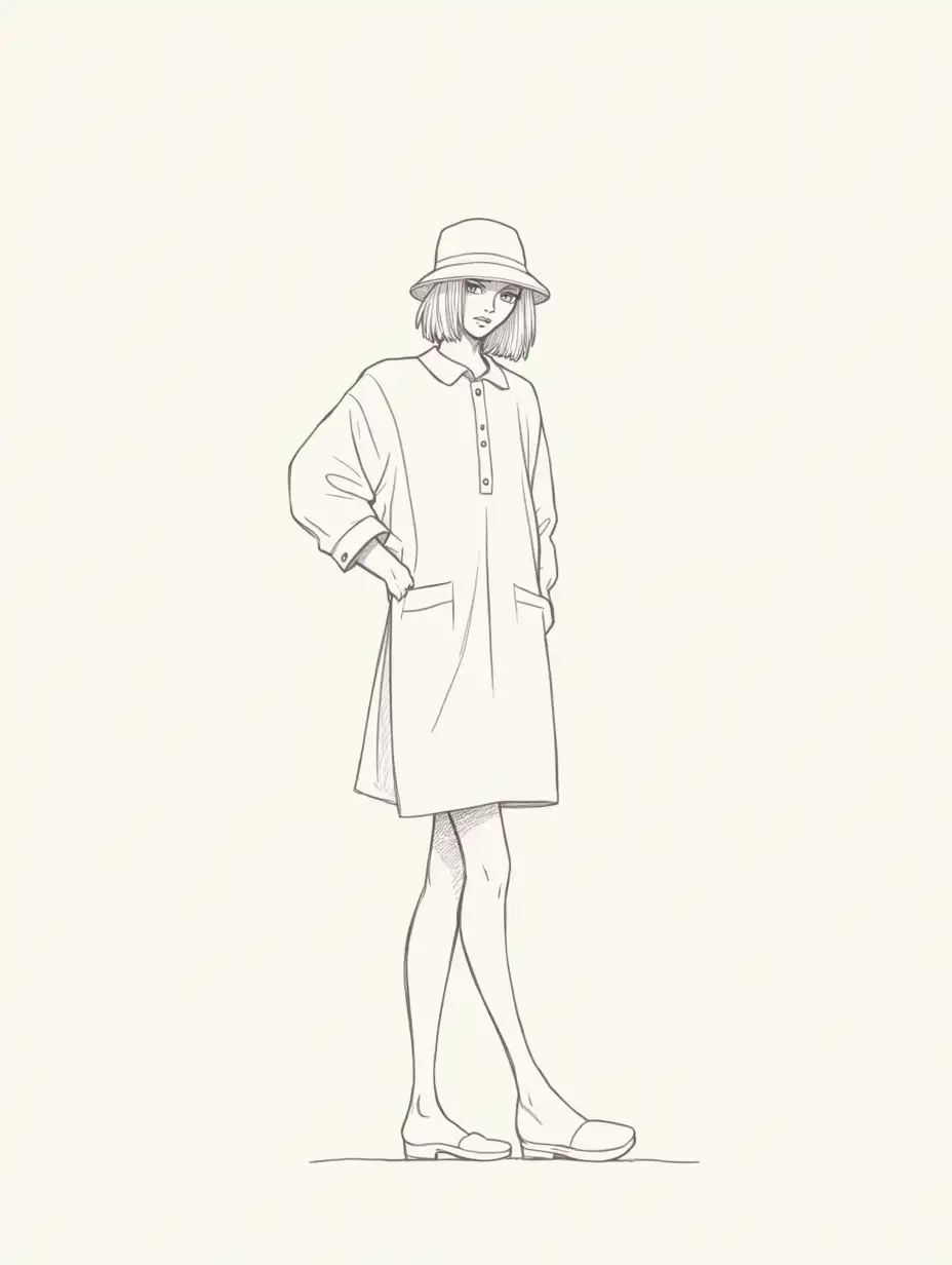 A minimalist lineart illustration of a woman