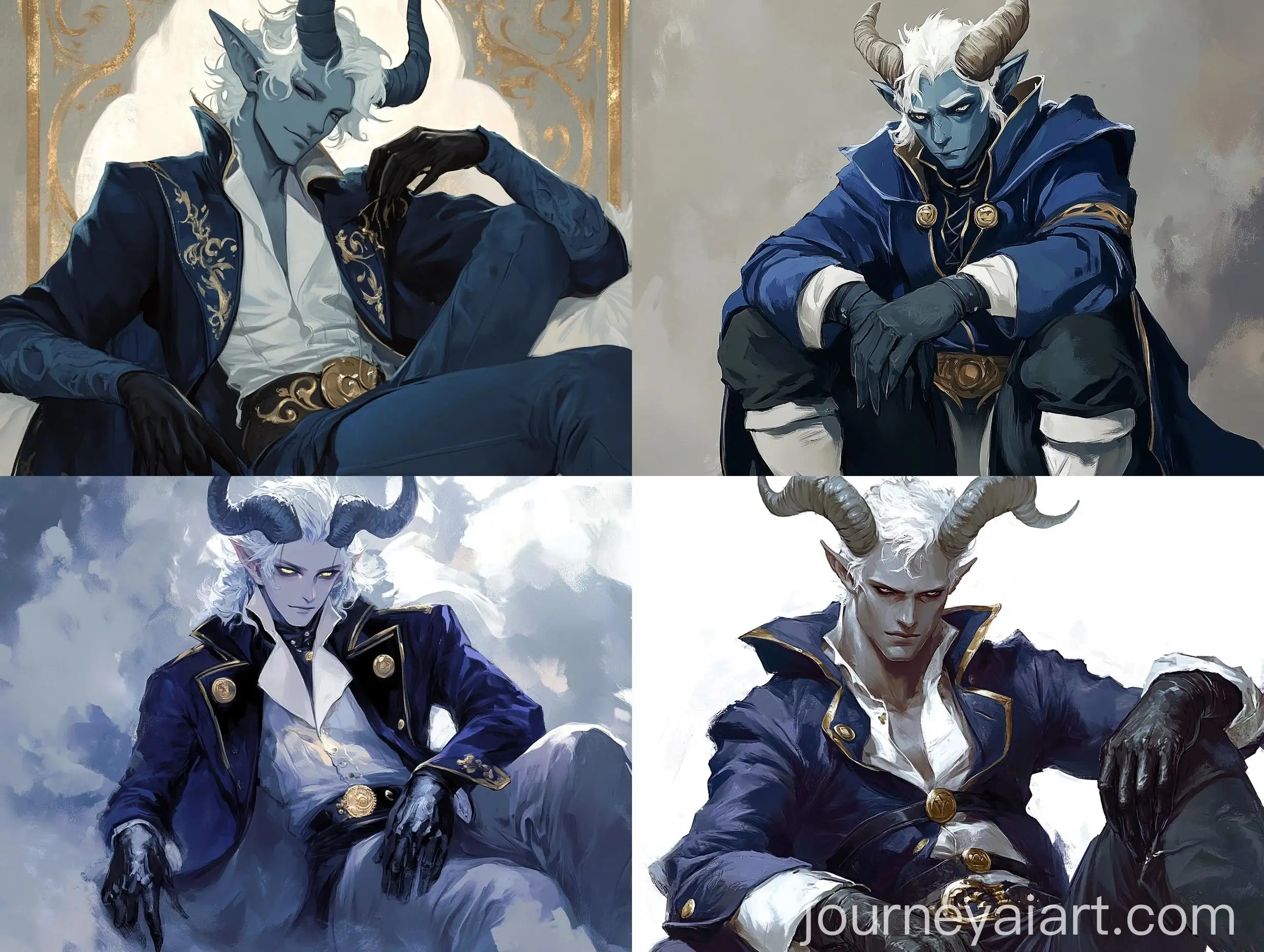 Warrior-with-Dark-Blue-Coat-and-Horns-in-Relaxed-Pose