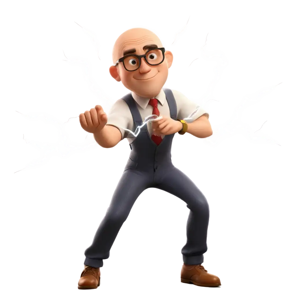 Cartoon-Effect-PNG-of-a-Bald-Man-with-Glasses-Grabbing-a-Lightning-Storm