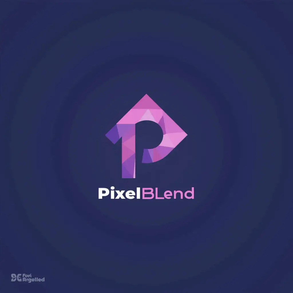 create a logo for my fiverr app brand that is called PixelBlend and a slogan as well