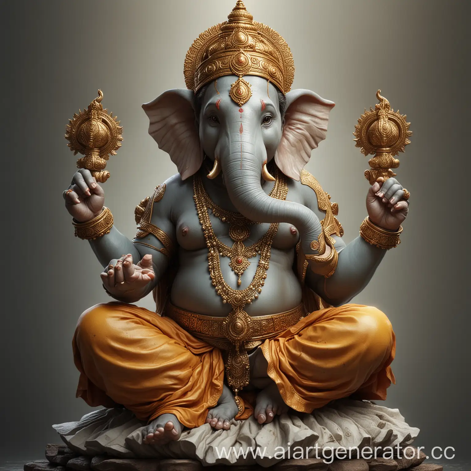 super hyper realistic image of the god Ganesha from Indian (Hindu) mythologynPower and destiny: God of wisdom, success and the removal of obstacles. Patron of science and literature.