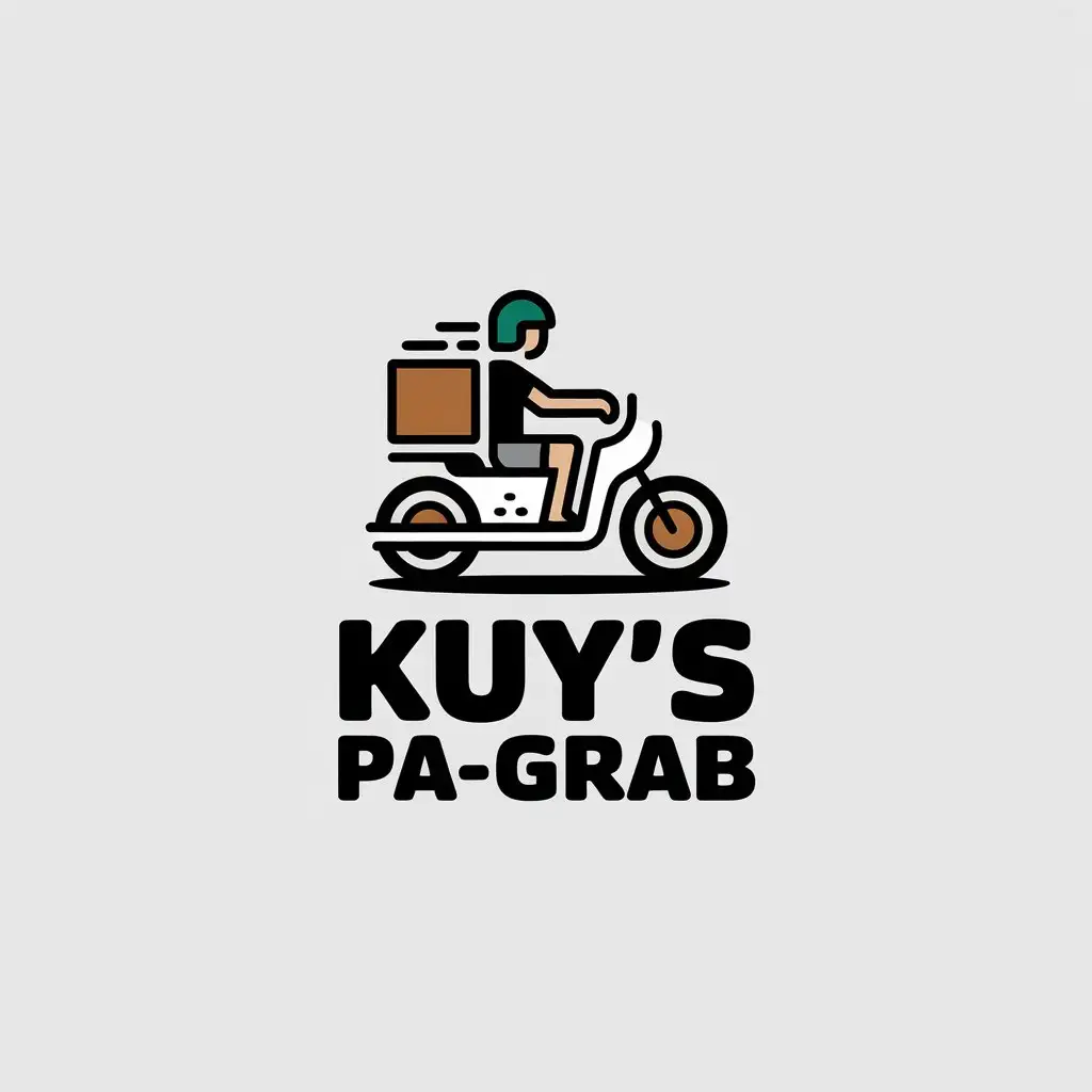 LOGO Design for Kuys PaGrab Minimalist Food Delivery Rider with Green Helmet