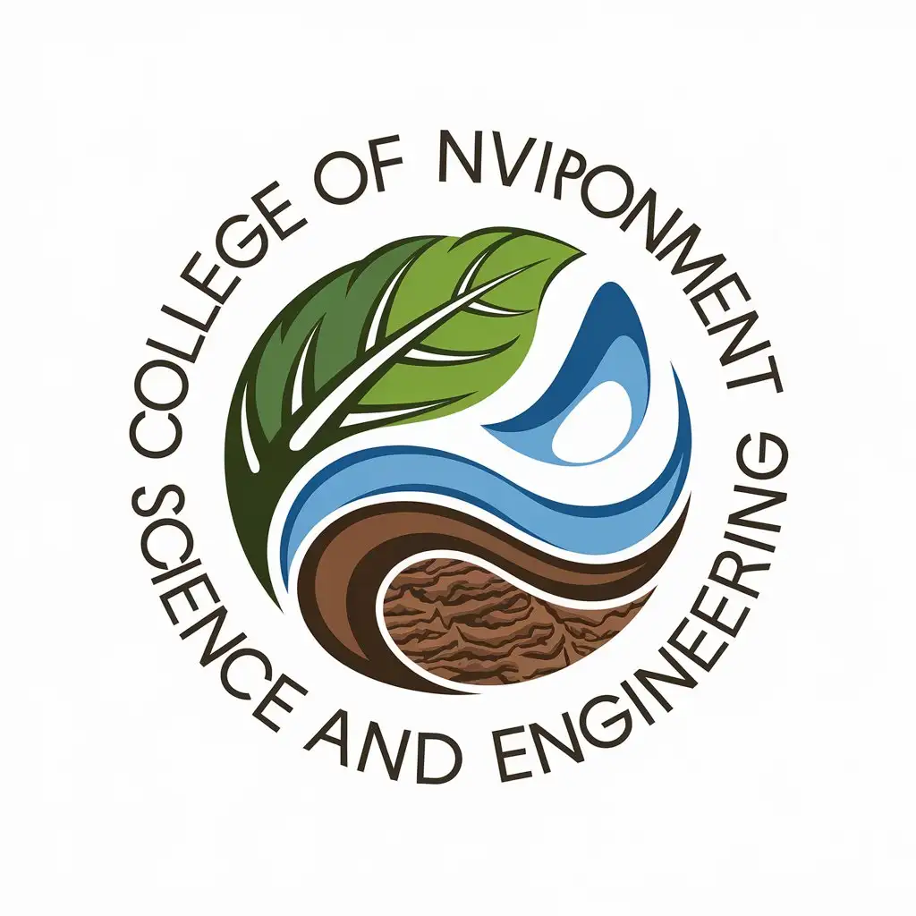 LOGO Design for College of Environment Science and Engineering Leaf Soil Water Air Theme with Vector Style