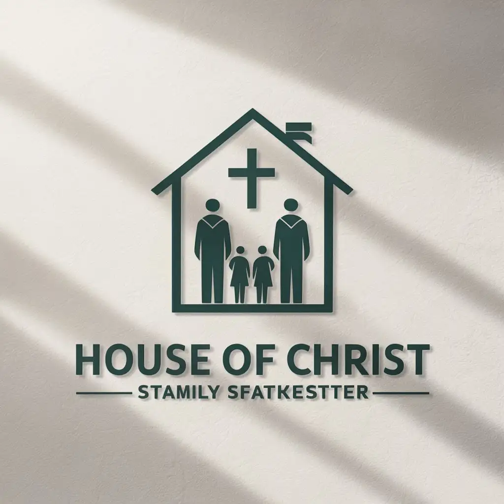 LOGO-Design-For-House-of-Christ-Church-Symbol-with-Family-Members-in-Moderate-Style