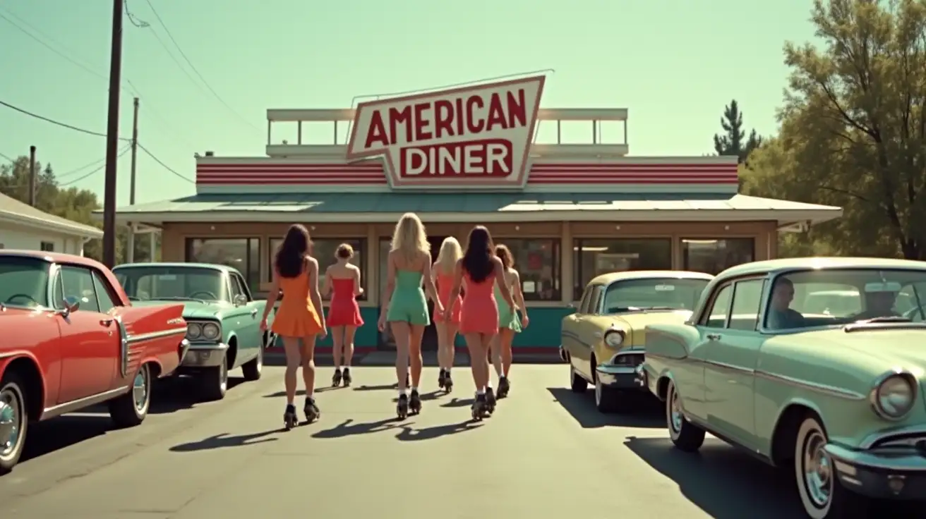 Waitresses-on-RollerBlades-Serving-Customers-at-an-American-Diner