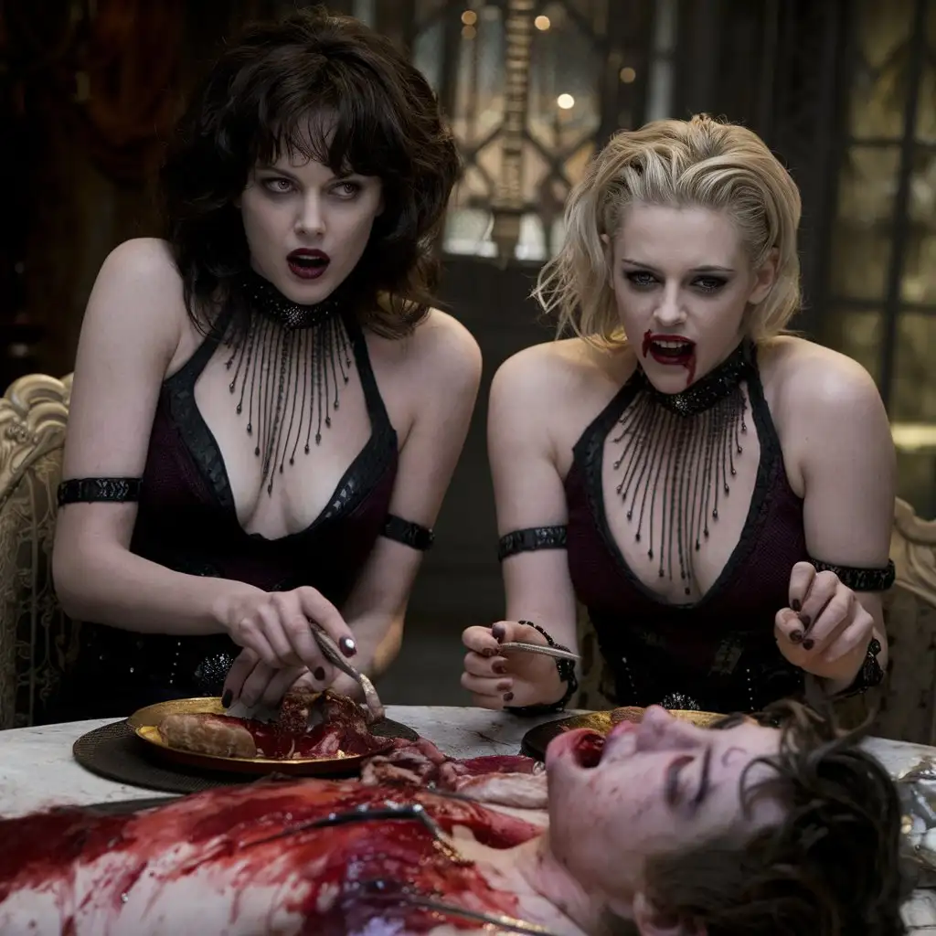 Vampire-Beauties-Indulging-in-a-Grisly-Feast-at-a-High-Bar-Table