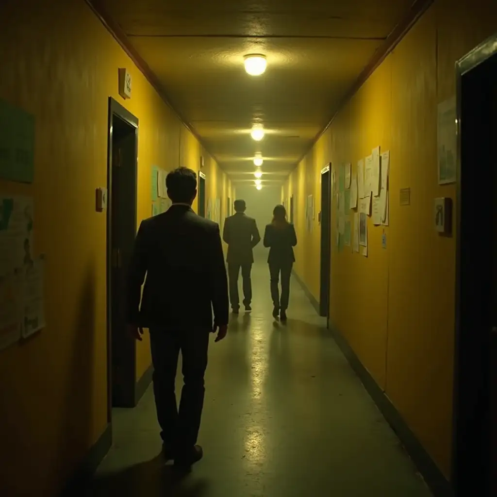 The yellowed walls twisted and turned, disorienting them, His colleagues, Lena, Raj, and Fiona, followed closely, their flashlights flickering against the muted light, They had come to study the strange phenomena reported in these endless hallways, But now, they were lost