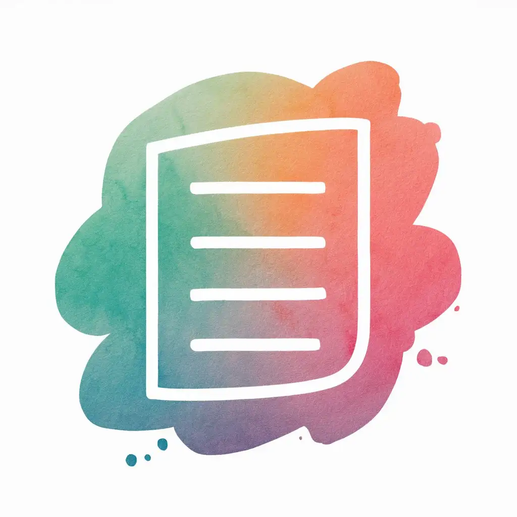 Colorful Watercolor Icon of a List with Clean and Minimal Design