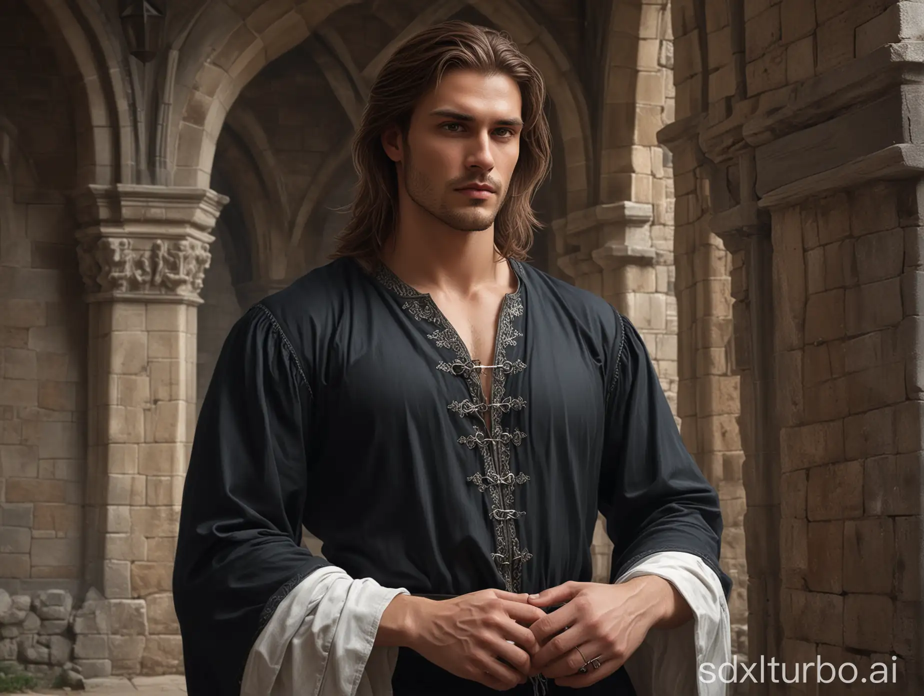 Medieval-Nobleman-Listening-in-Castle-Interior