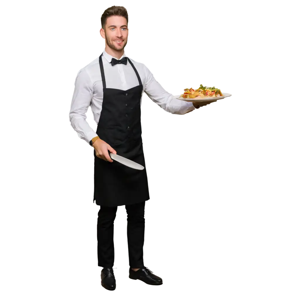 A smartly dressed waiter serving food