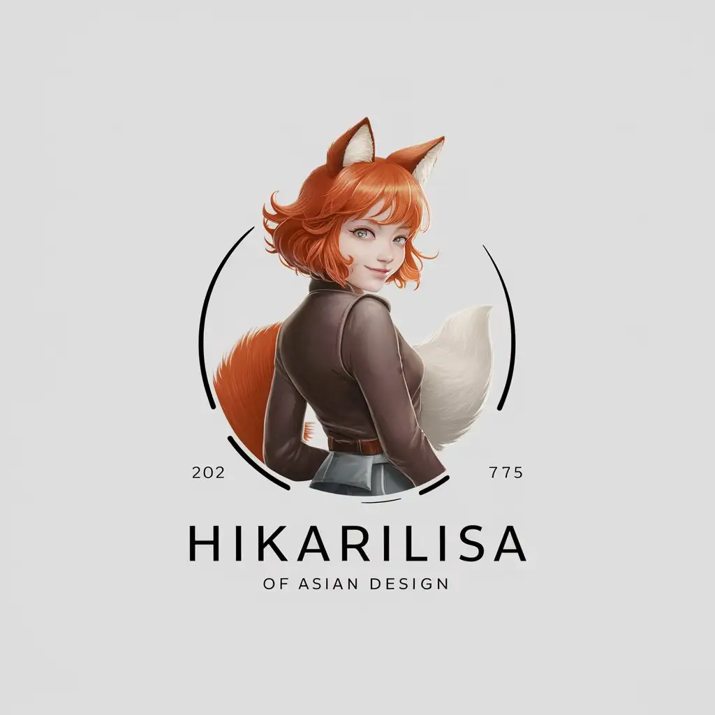 LOGO-Design-For-HikariLisa-Minimalistic-Redheaded-Girl-Kitsune-Theme