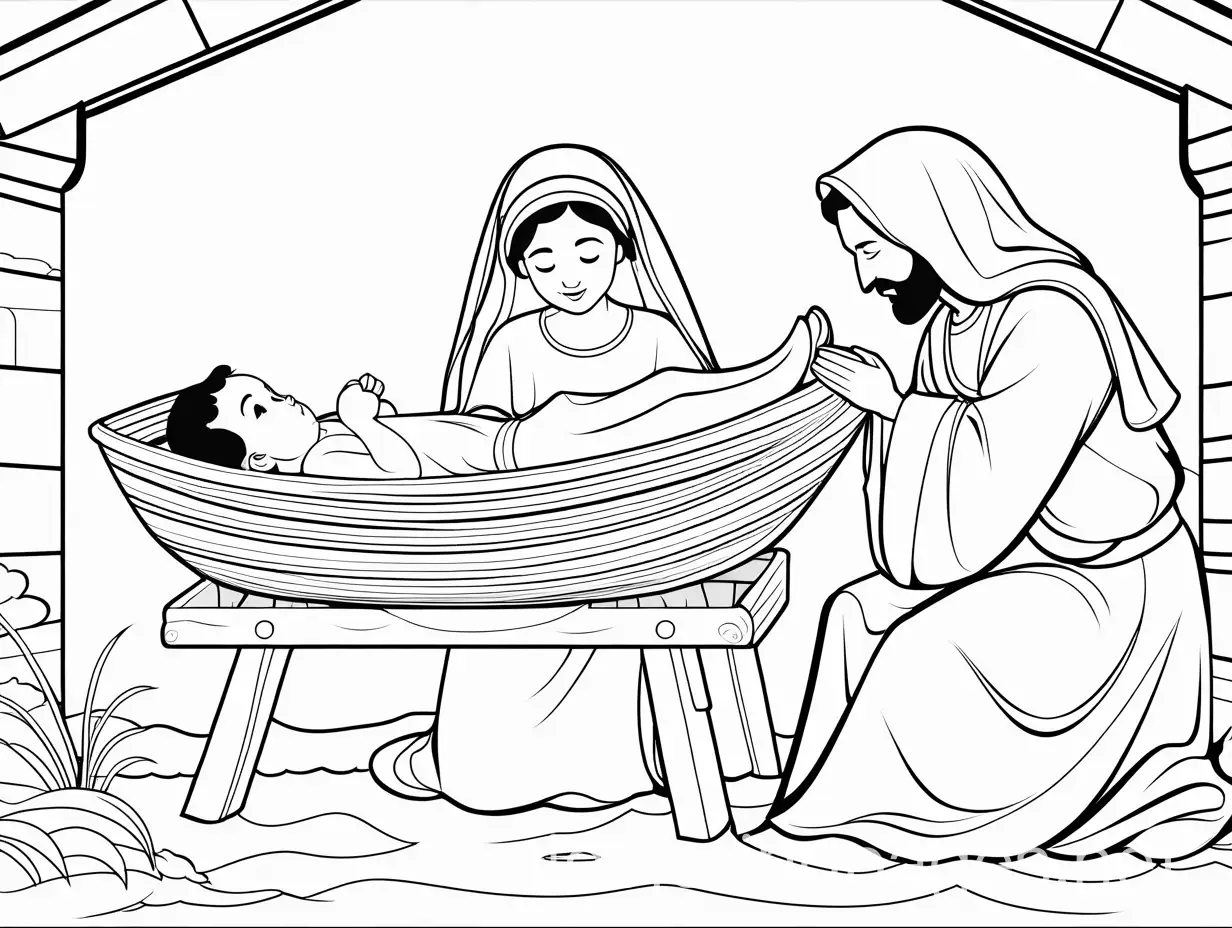 Nativity-Scene-Coloring-Page-Maria-Joseph-and-Baby-Jesus