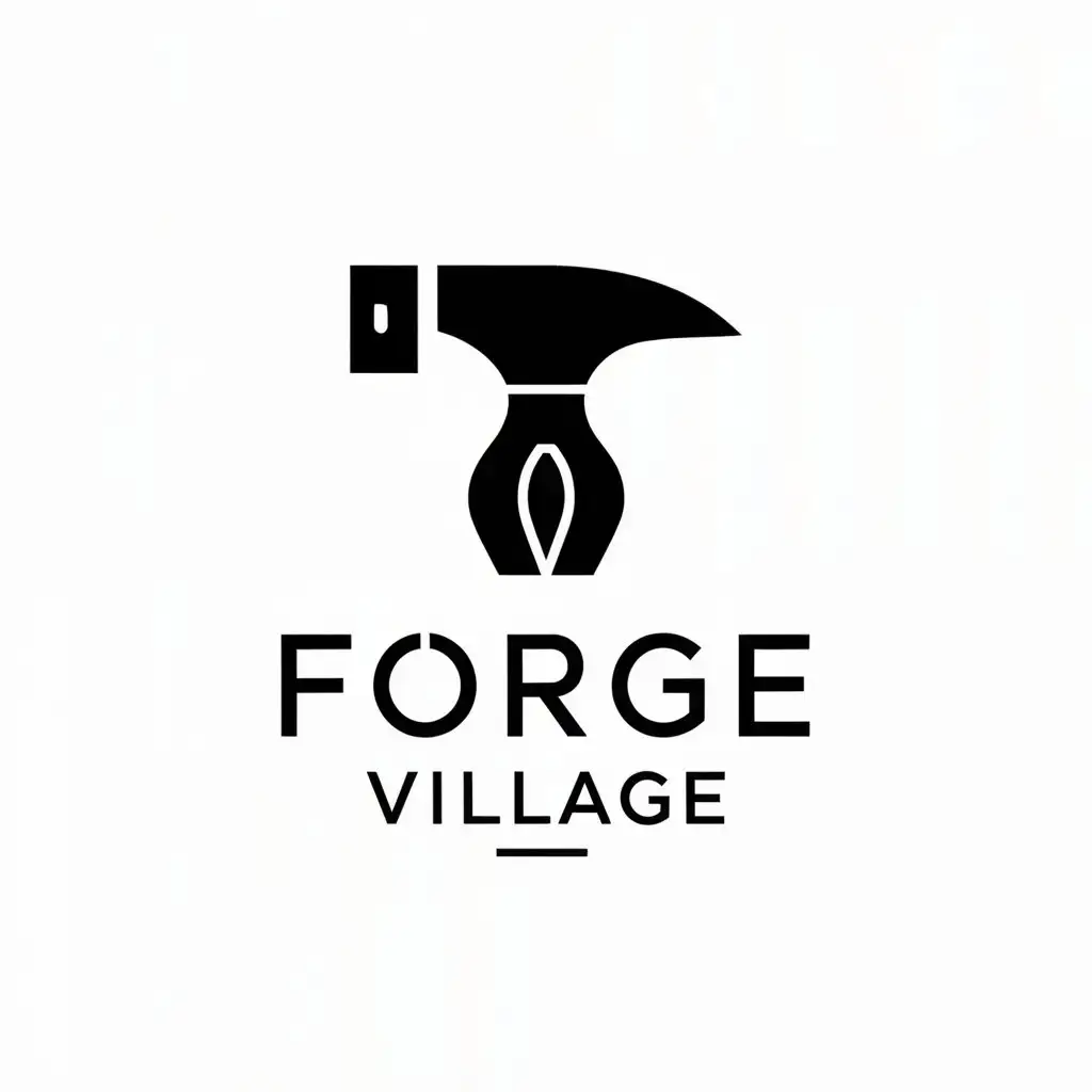 LOGO Design for Forge Village Minimalistic Anvil Symbol in Real Estate Industry