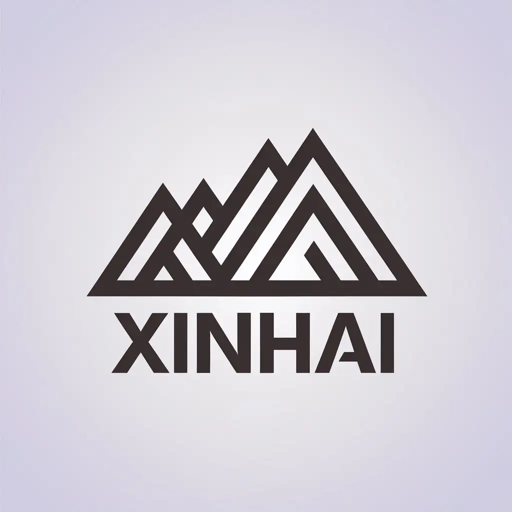 a vector logo design,with the text "Xinhai", main symbol:mountain, xinhai, mineral resources,Minimalistic,be used in Mineral development industry,clear background