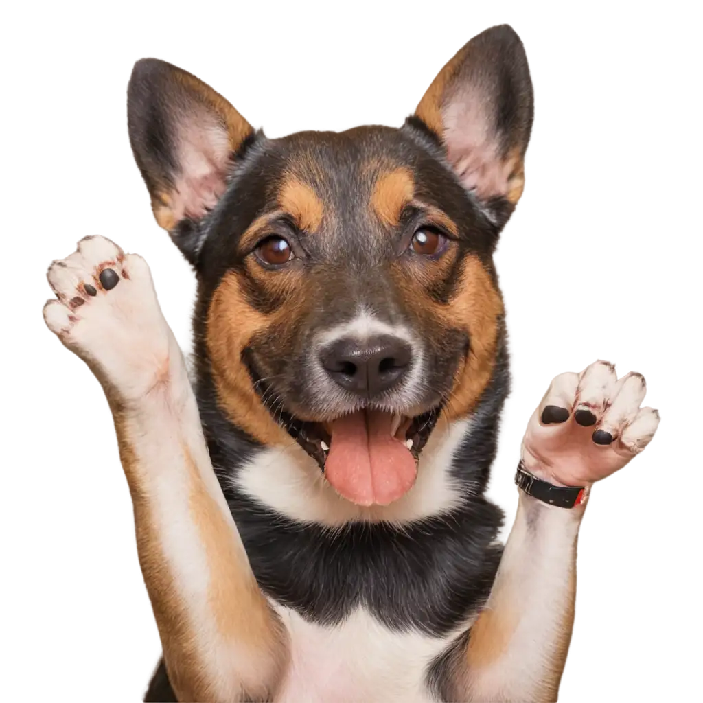 Adorable-PNG-Image-of-a-Happy-Dog-with-a-Raised-Paw-Enhance-Your-Content-with-HighQuality-Visuals