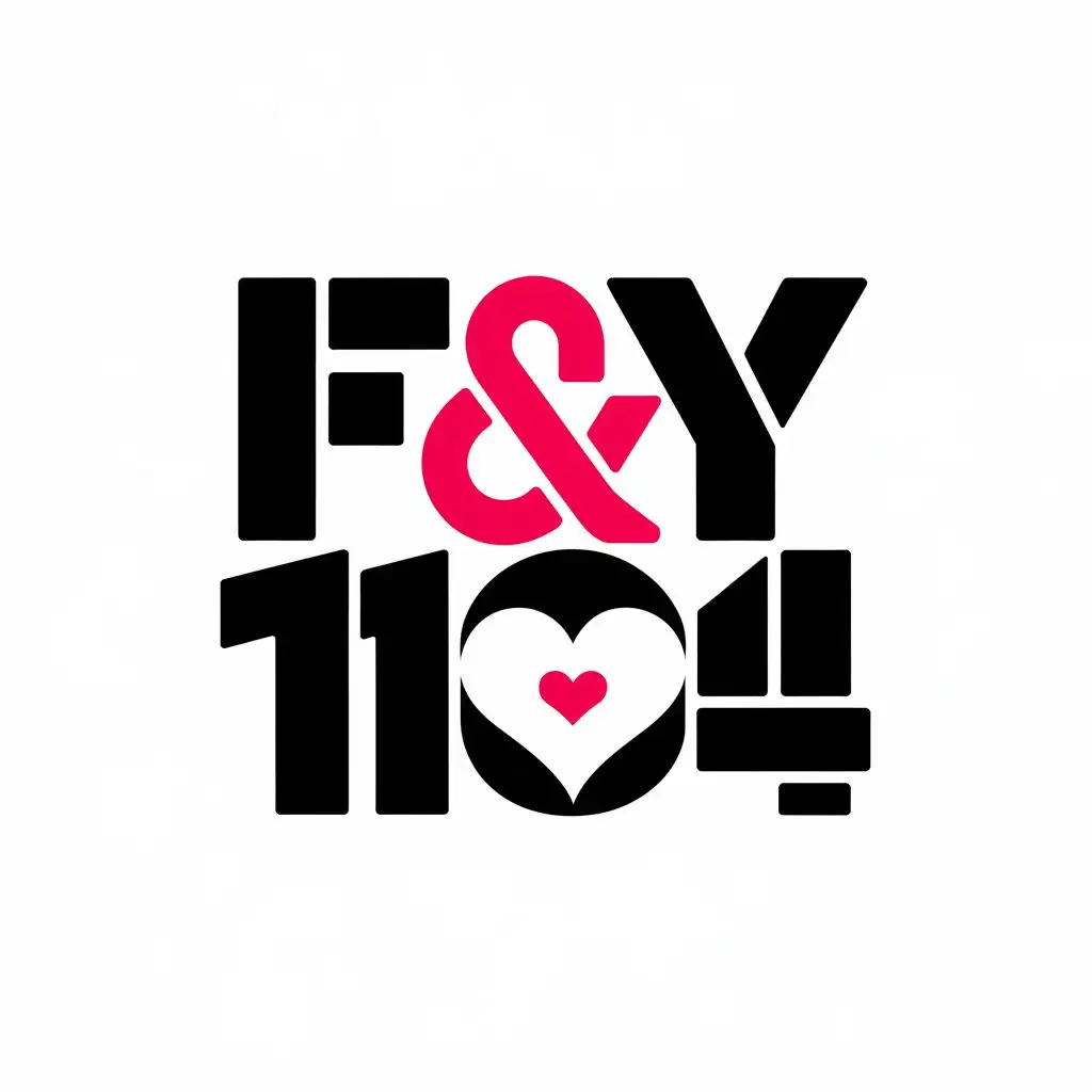 a vector logo design,with the text "F&Y 1104", main symbol:❤,Moderate,clear background