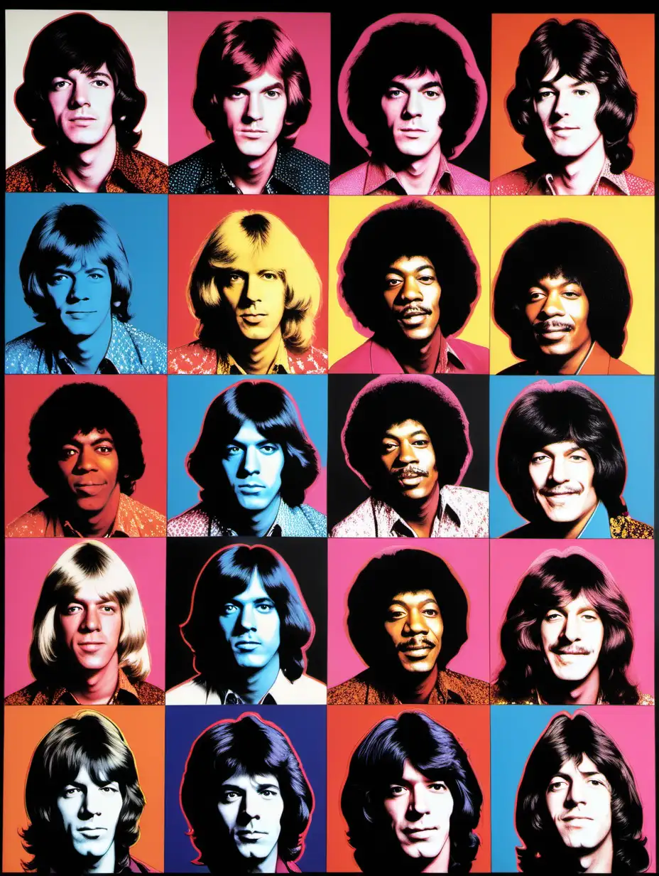 Brady Bunch Squares in Andy Warhol Style with Rock Legends